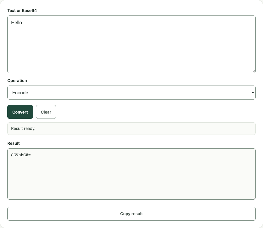 Base64 encoder and decoder example using sample data