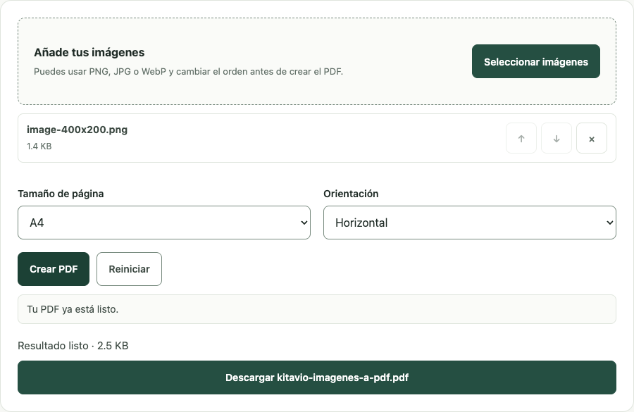 Ejemplo de Imagen a PDF con datos de prueba